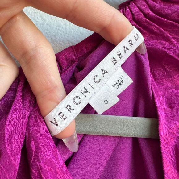 Veronica Beard Sionne Silk Paisley Abstract Balloon Sleeve Cut Out Top Size 0 XS - Picture 5 of 8